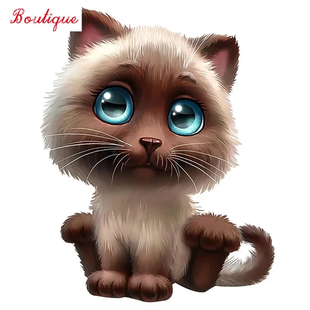 

Colorful cartoon cat. Big eyes car stickers. Refrigerator wall decoration. Funny polyethylene stickers