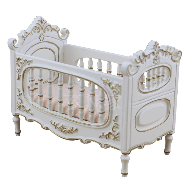 

Dollhouse Accessories Manual Painting Golden 1/12 Scale Chair Boutique Furniture Model Diaper Cabinet Crib Sofa/Flower Stand
