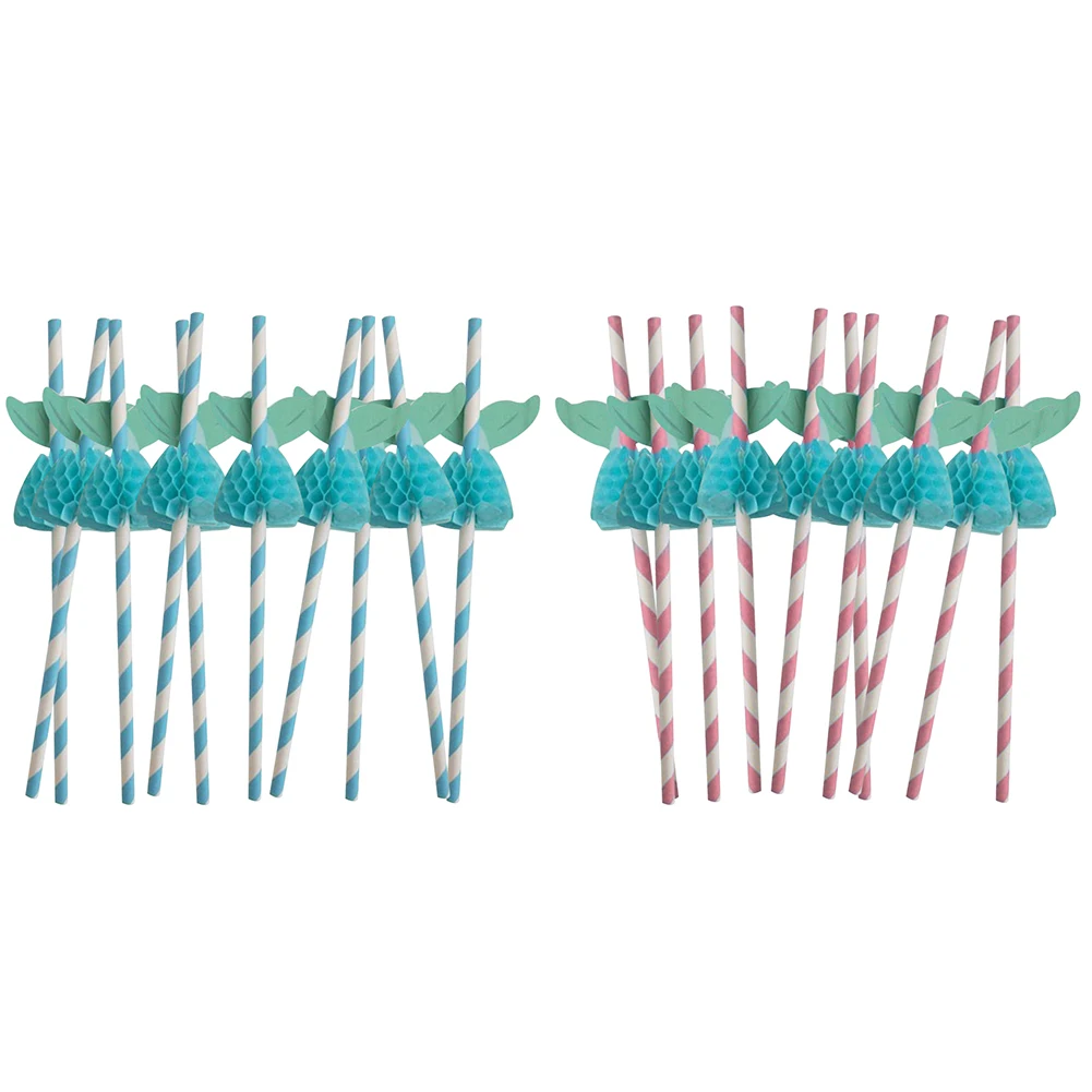 

50pc Fish Tail Honeycomb Disposable Paper Straws Cartoon Drinking Straw Drinkware Bar Kitchen Birthday Party Decoration Supplie