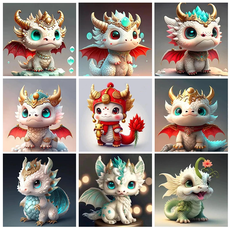 

Animal 5D Diamond Painting Cute Cartoon Dragon Diamond Painting Inlaid Full Diamond Embroidery Painter's Home Decoration