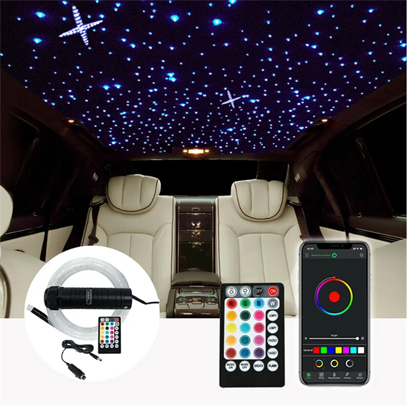 

6W 12V Car Starry Sky Light LED Auto Interior Decoration Accessories Lamp Car Roof Star Lights Ceiling Fiber Optic Light RGBW