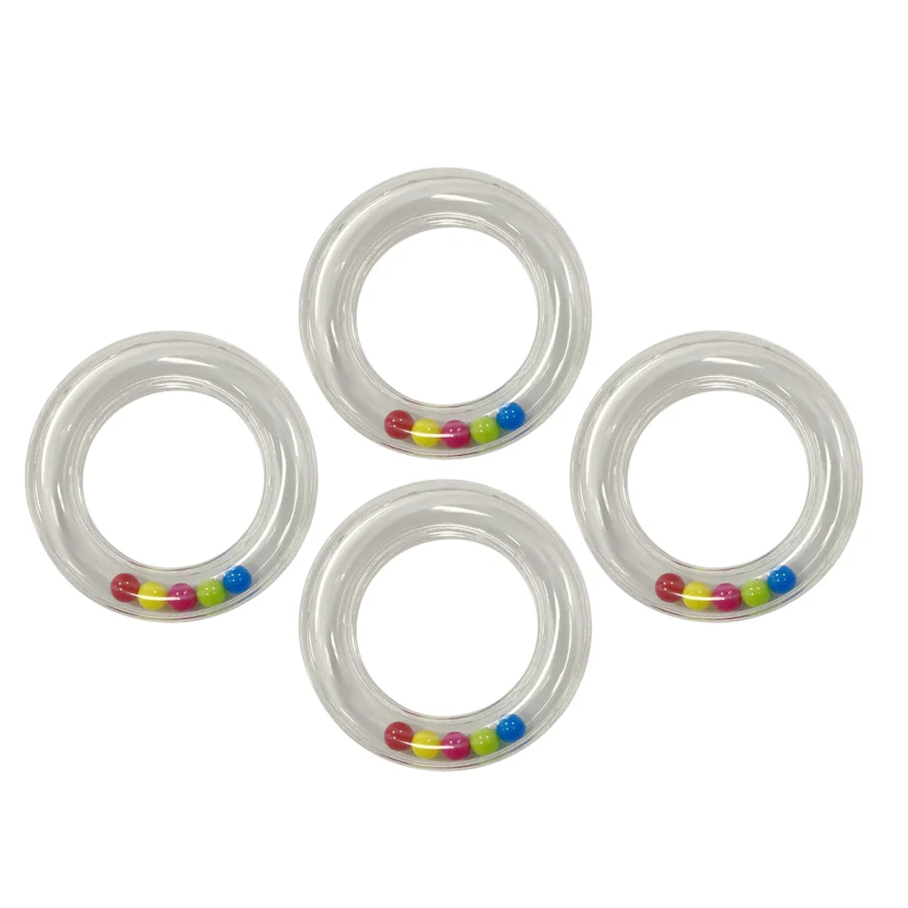 

4 Pcs Toddler Music Toys Transparent Circle DIY Baby Hand Rattles Kids Plastic Bell Child