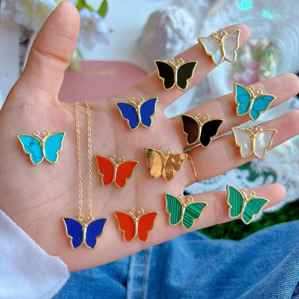

10PCS, Attractively Butterfly Shell Pendant Charms Accessories Shiny Butterfly Stone Charm Pendant DIY Necklace Jewelry Making