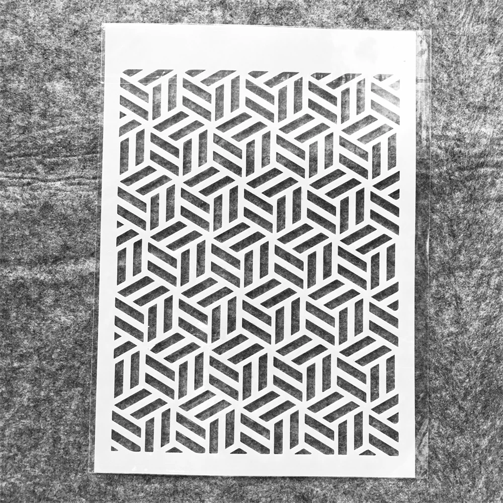 

A4 29cm 3D Cube Geometry DIY Layering Stencils Wall Painting Scrapbook Coloring Embossing Album Decorative Template