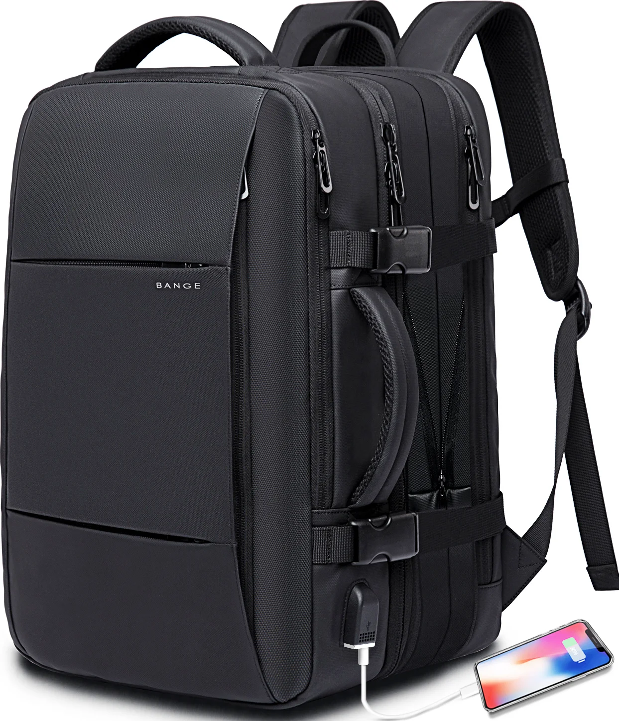 

New 15.6 Inch Black Tidemembrane Large Capacity School Backpacks USB Interface for Charging Bag Men's Backpack