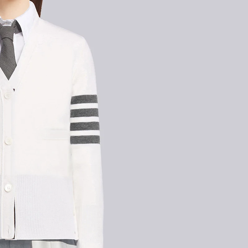 TB THOM Women's Sweater 2022 New Arrival Men's Sweaters Stripesr V-Neck Cardigan Knitted Korean Designer Casual Harajuku Tops