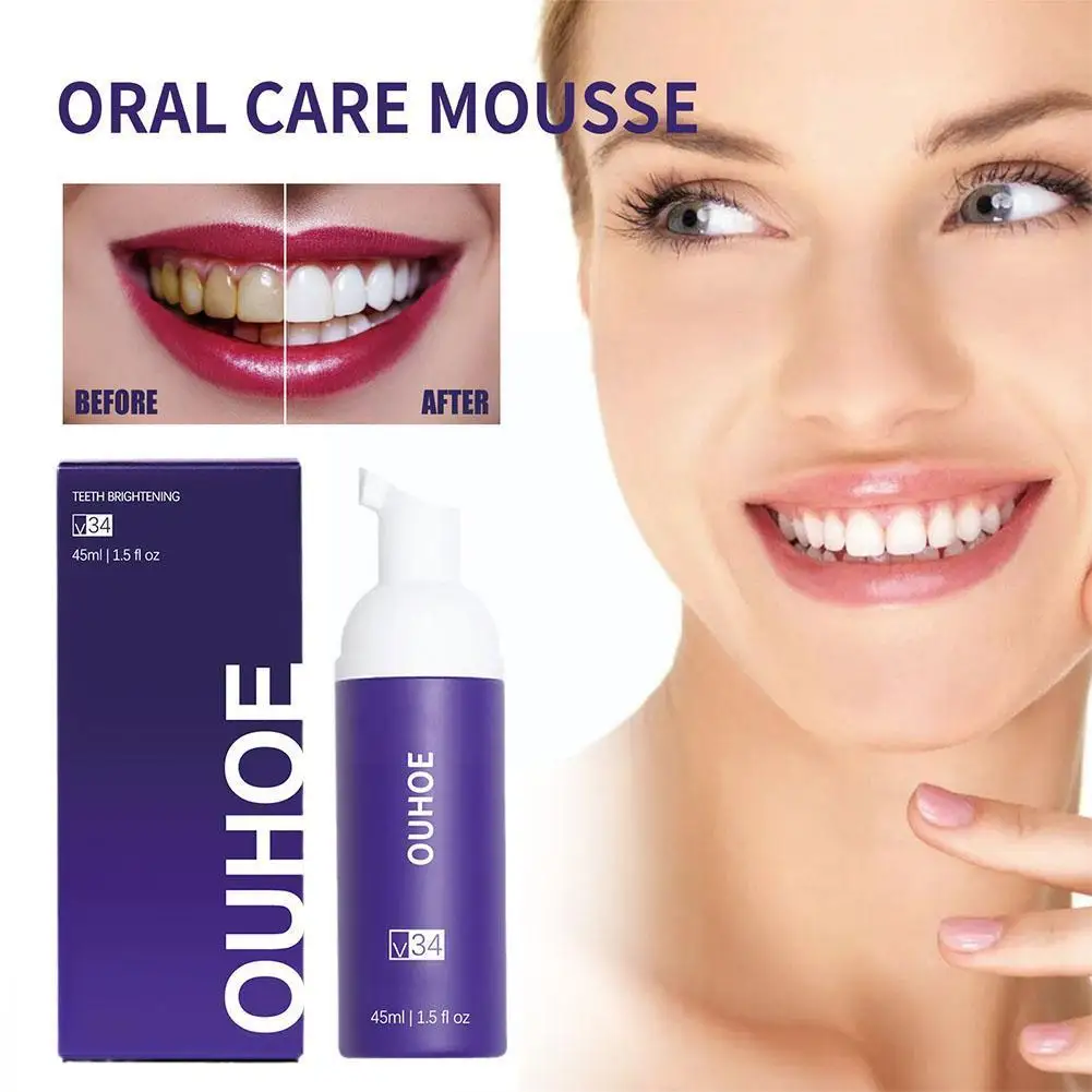 

45ml OUHOE Professional Lanthome New V34 Teeth Whitening Booster Mousse Stain Removal Foam Toothpaste Brightness For Women E1U1