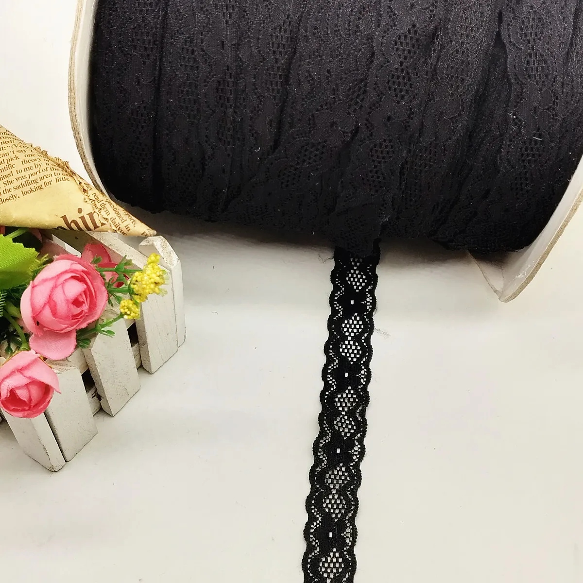 

30 ярдов, эластичное вязаное кружево, 1 дюйм, спандекс, эластичное кружево, ресницы, Цветочная отделка, швейная одежда, 2,5 см