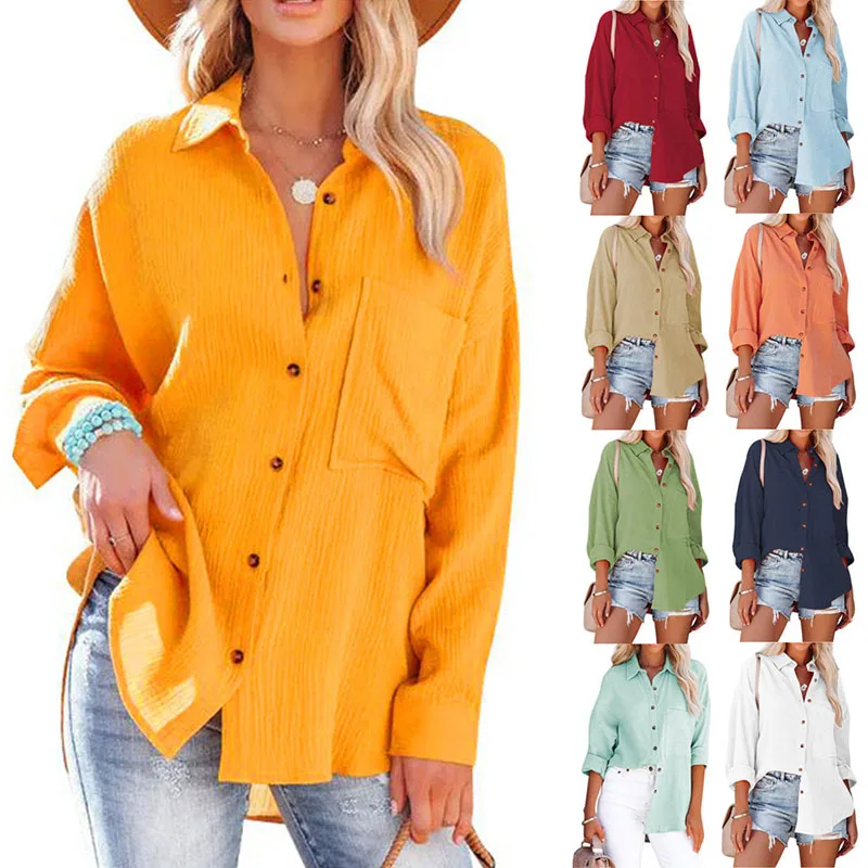 

Solid Casual Loose Shirts For Women 2023 Women's Oversized Long Sleeve Shirts And Blouses Fashion Elegant Youth Female Tops