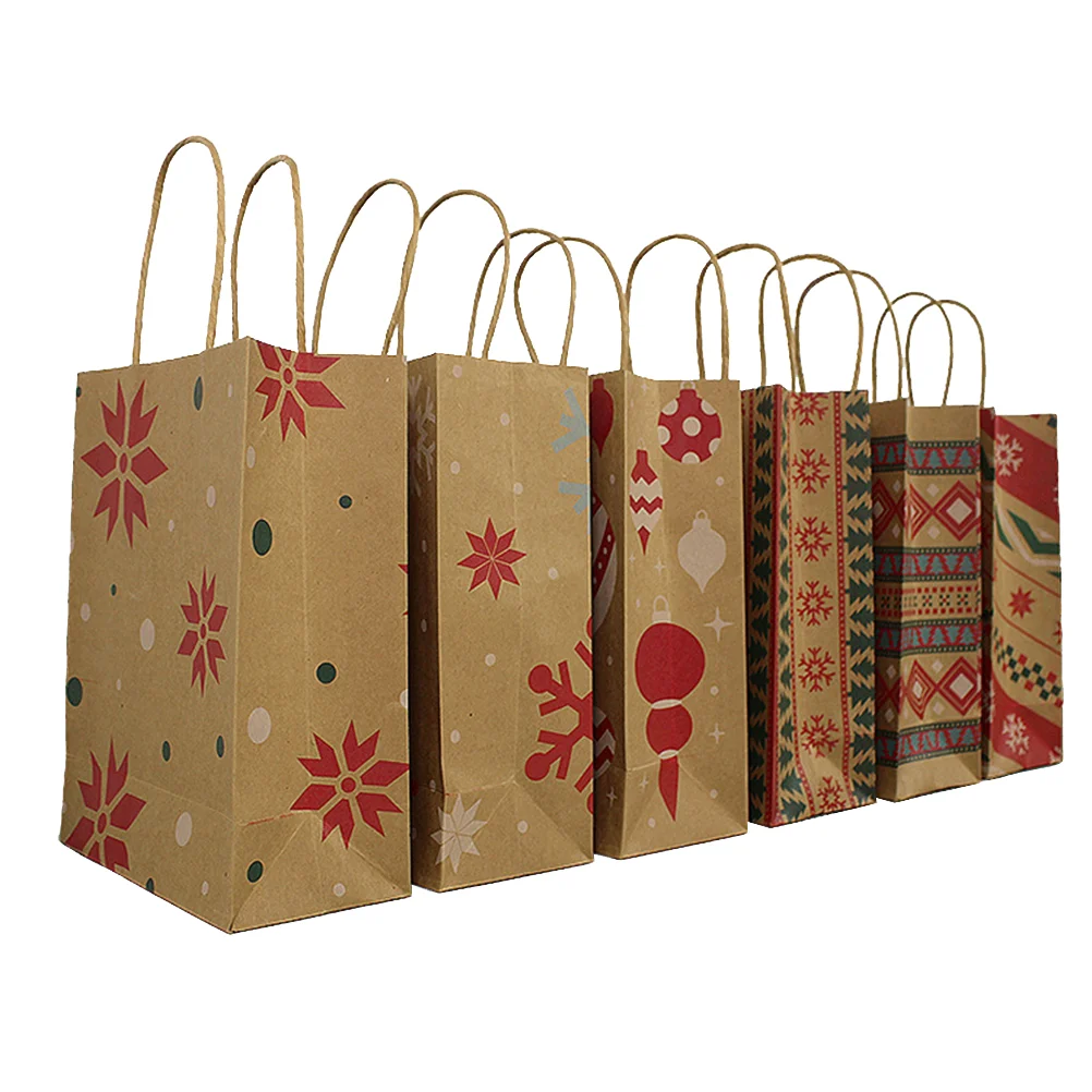 

24pcs Xams Goodie Bag Wrapping Bags for Christmas Holiday Treat Box Holiday Kraft Paper Bags Xmas Gift Bags Xmas Gift Box