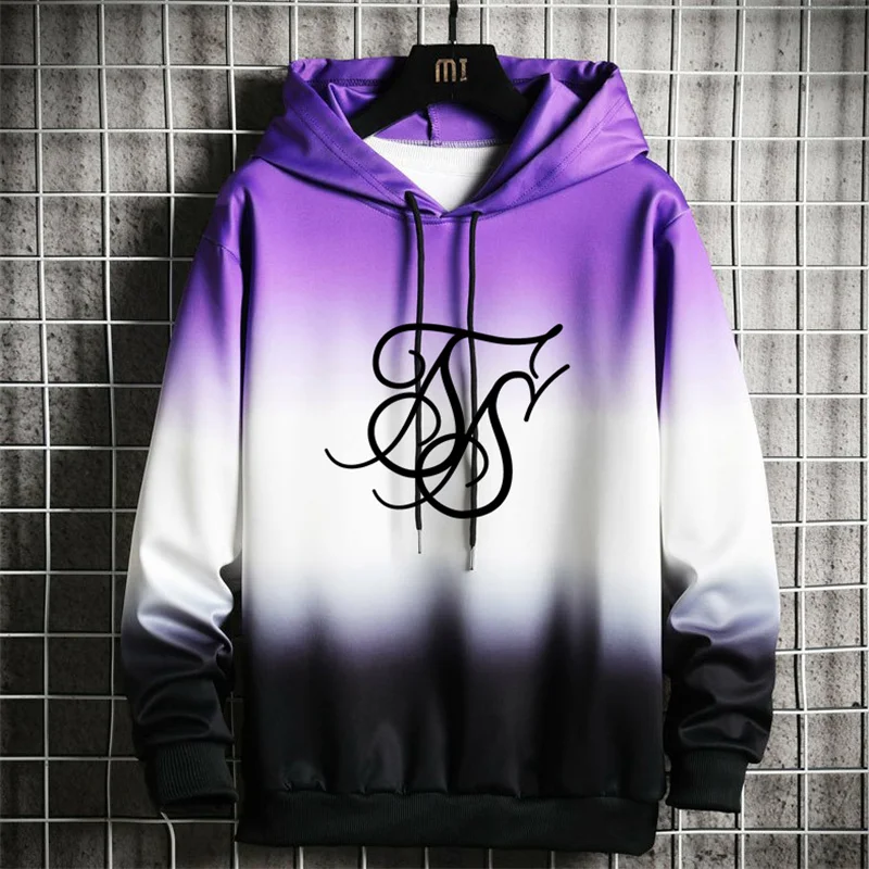 

Men's Hoodie suit fashion sik silk brand print autumn casual Hoodie+pants men suit sports two piece Men Clothes Sportswear Sets