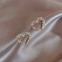 pearl love earring stud fashion heart earrings for women 2022 hot korean trendy cute crystal romantic wedding jewelry party gift