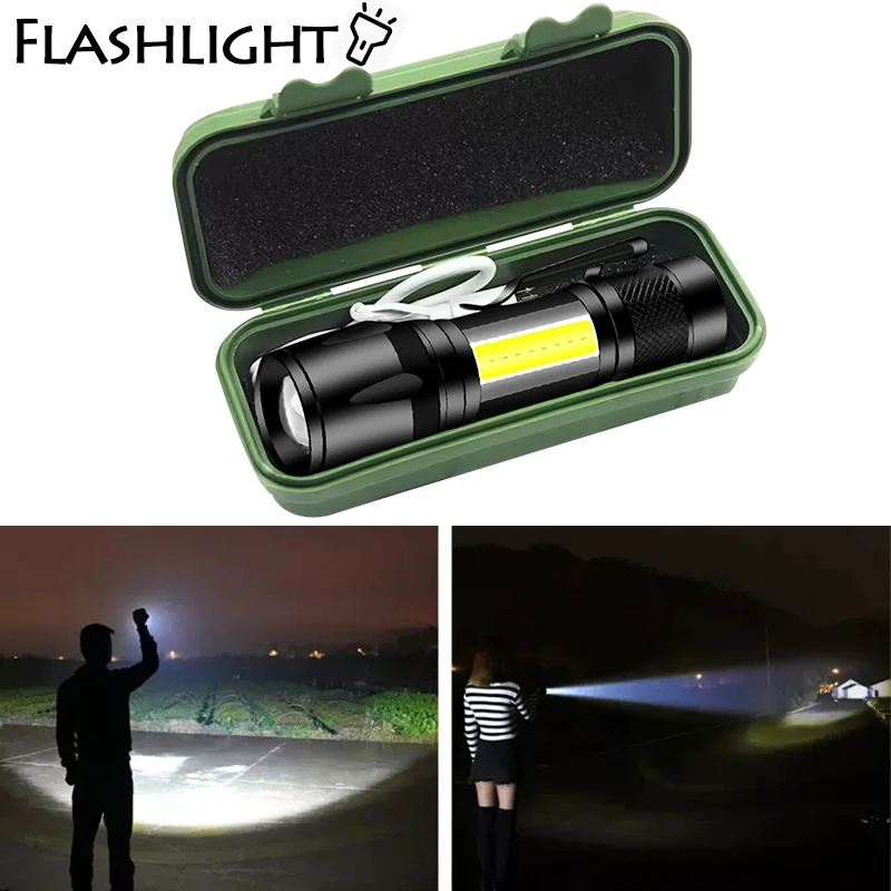LED COB Light Built In Battery XPG Q5 Zoom Focus Flash Light