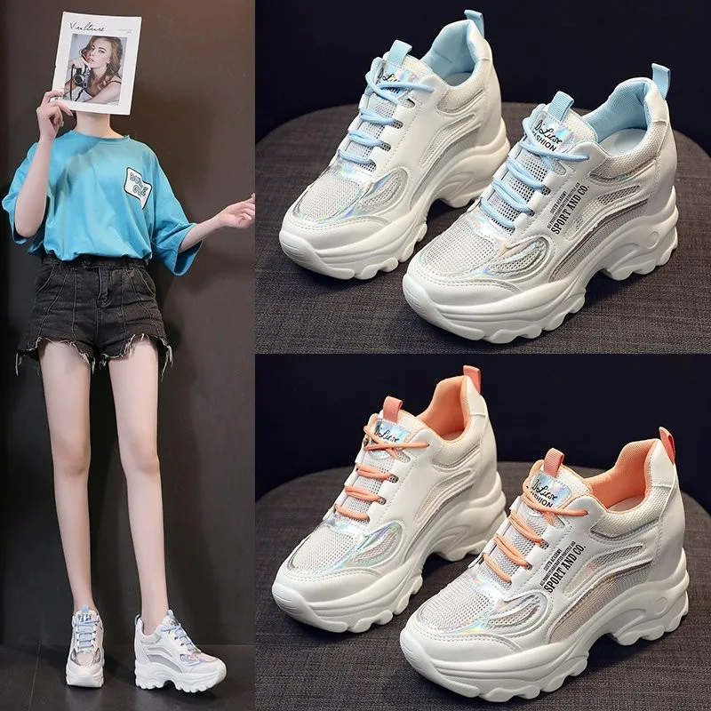 

2021 New Daddy Shoes Women's Summer Breathable Thick Soles Inside Increased Women's Shoes Versatile Mesh Autumn Sports Shoes