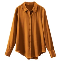 luxurious womens long sleeve shirts 2022 new natural silk formal poplin turn down collar womens tops single breasted button