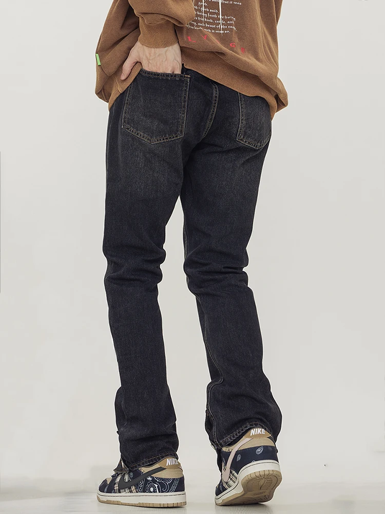 Four Seasons Men Jeans Fashion Patches Embroidered Slim Pants Ins Street New Loose Straight Pants Streetwear Ins Hot Sale Jeans