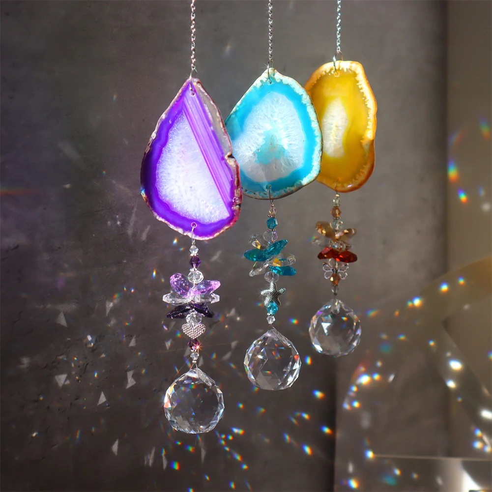 

Wind Chime Amber Crystal Diamond Light Catcher Hanging Ornaments Prisms Pendant Curtains Lighting Ball Art Craft Home Decor