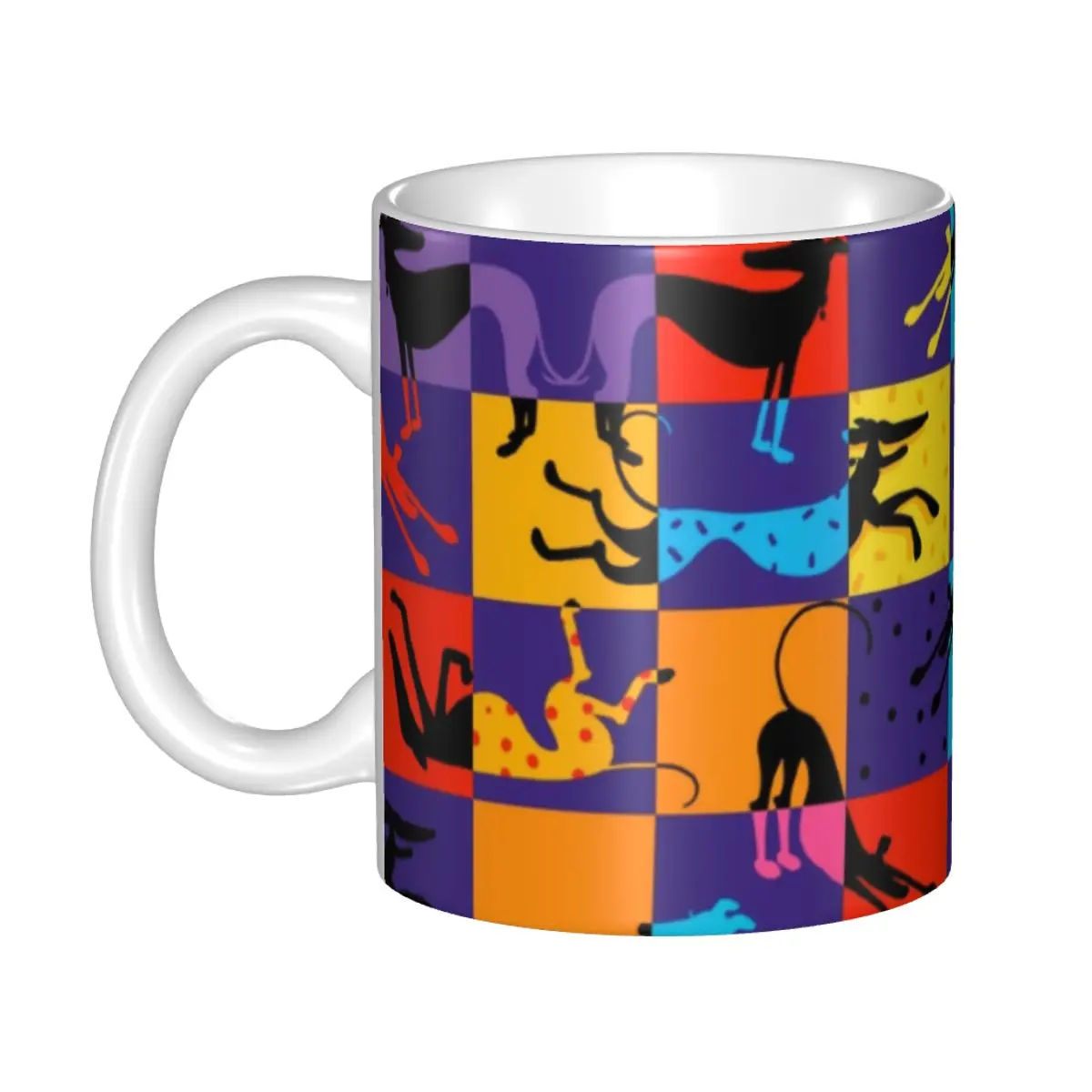 

Pop Art Hounds Lurcher Mug Customized Greyhound Whippet Sighthound Dog Ceramic Coffee Mug Creative Gift