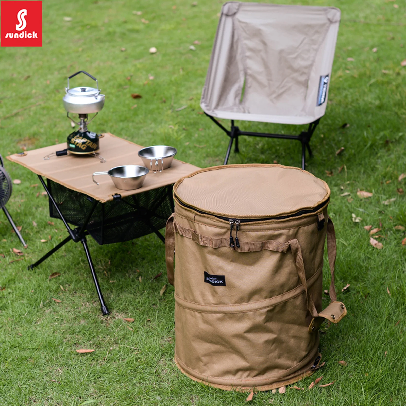 

Sundick Clothes Sundry Storage Bag Portable Camping Collapsible Bucket Folding Outdoor Holder Barrel Multifunction for Fishing