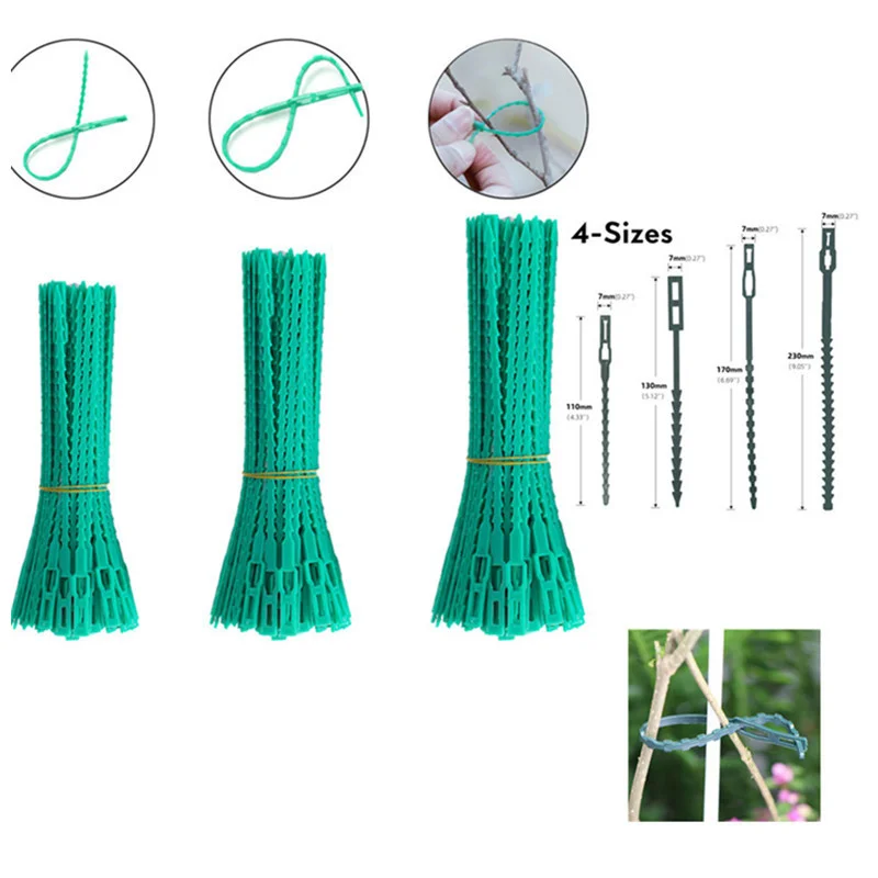 

11/13/17/23cm Adjustable Plastic Plant Cable Ties Reusable Shrub Fastener for Garden Tree Climbing Support Vine Tomato Stem Clip