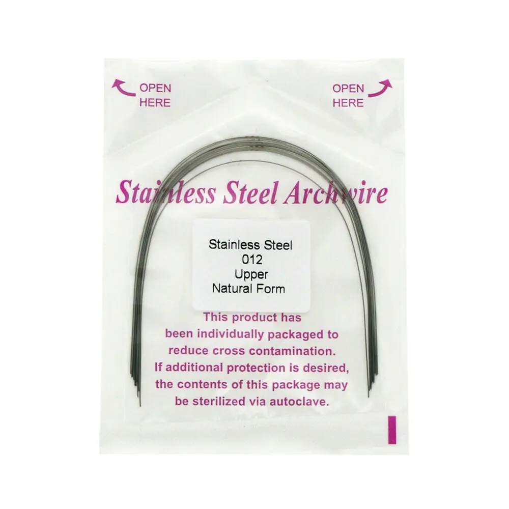 100 Pcs Orthodontic Stainless Steel Arch Wire Natural Form 012-020 U/L