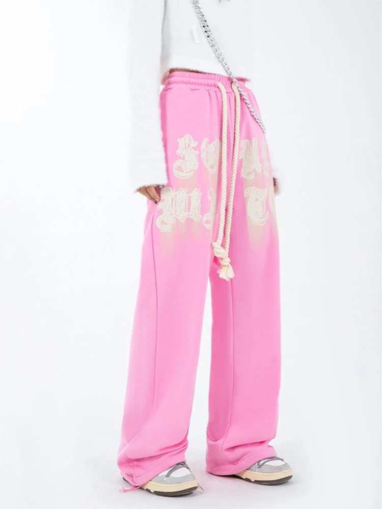 

Y2K Pink Sweatpants Women Hippie Streetwear Print Oversize Sports Pants E Girl Harajuku High Waist Casual Trousers Female 2022