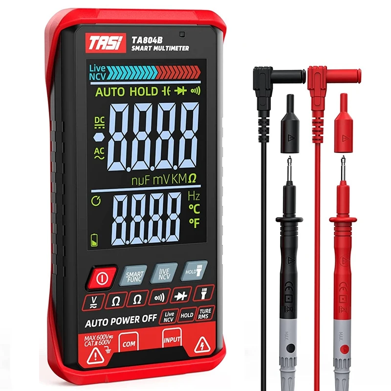 

Digital Multimeter Tester 3.5Inch Colorful Screen Tester Auto Ranging 6000 Counts TRMS Measures AC/DC Voltage