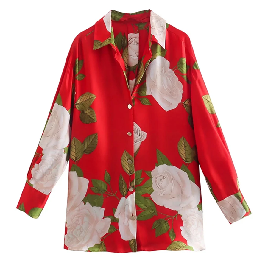 

Блузка женская с тропическим цветочным принтом, в английском стиле