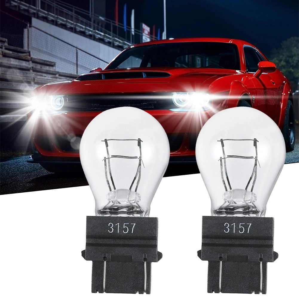 

2 Pack 3157 12V 21/5W Clear Shell Tail Signal White 3000K Halogen 54LM Car Brake Light Bulbs Replacement Accessories