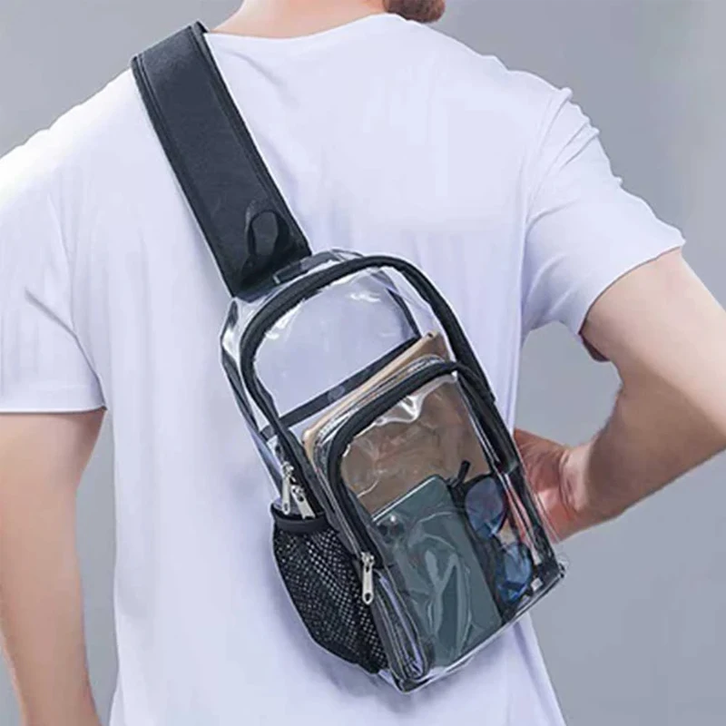 Men's Transparent Chest Bag PVC Waterproof Sports Fitness Hip-Hop Crossbody Pack Women Shoulder Bags Street Trend Fashion New
