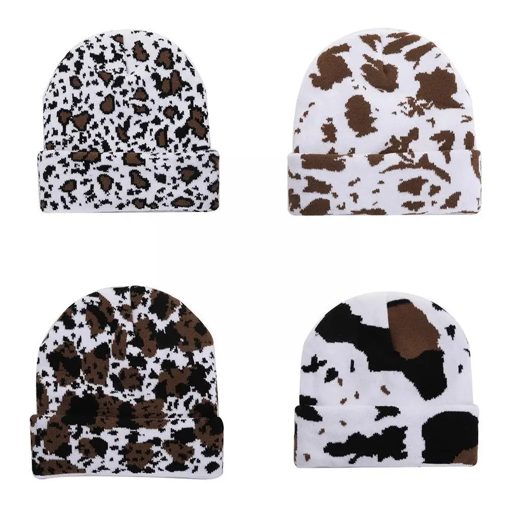 

Ladies Winter Leopard Hat Fashion Women Wool Warm Knitted Bonnet Beanies Caps Fashion Animal Invierno Gorros Print Mujer Ha V0H3