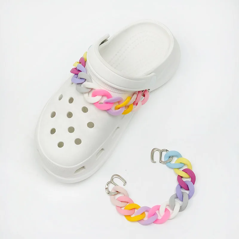 Hot Sales 12Pcs/Set Candy Color Croc Clogs Shoe Decorations Chain Accessories Diy Woman Kids Gifts Fresh Sky Collection