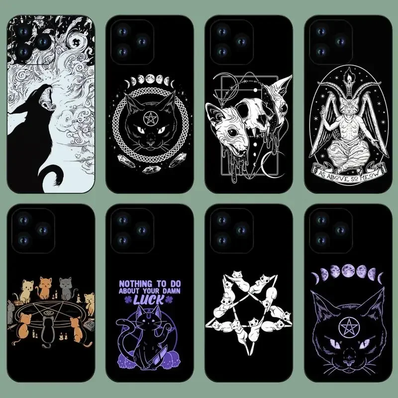 Цветной чехол Witch And Cat для iPhone 11 12 13 14 Mini Pro XS Max X S Plus XR