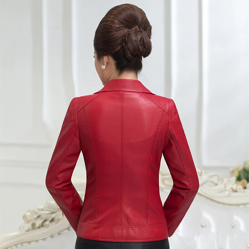 Soft PU Faux Leather Coat Female Autumn Winter Elegant Outerwear Leather Oversized 2023 Middle-aged Leather Jacket for Women