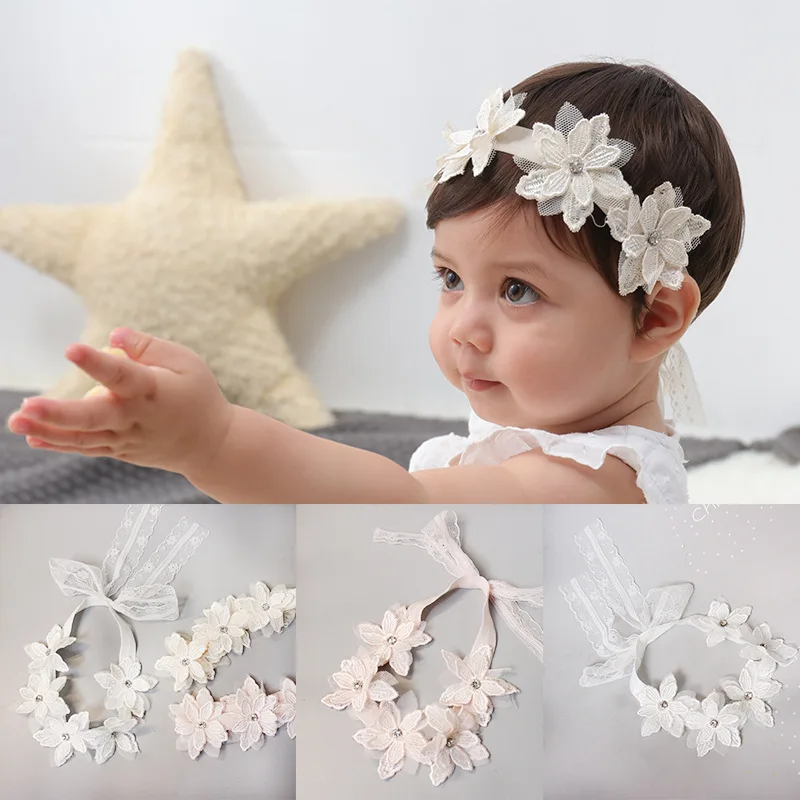 

XIPPOSS Baby Headbands Kids Flower Knot Headwear Cable Headbands Kids Elastic Headbands Baby Hair Accessories 3 Colors