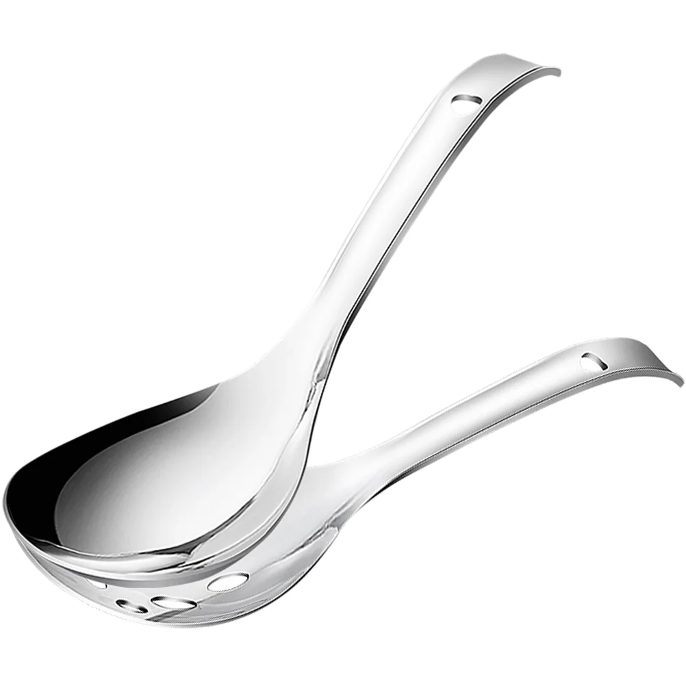 

2 Pcs Stainless Steel Ladle Draining Spoon Daily Use Serving Spoons Portable Slotted Dinner Utensils
