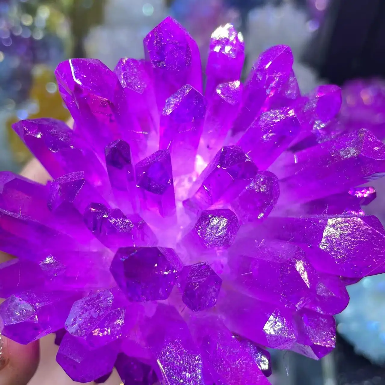 

Натуральный фиолетовый кристалл кластер гальваническое покрытие украшение для дома ретро камень дизайнерское украшение