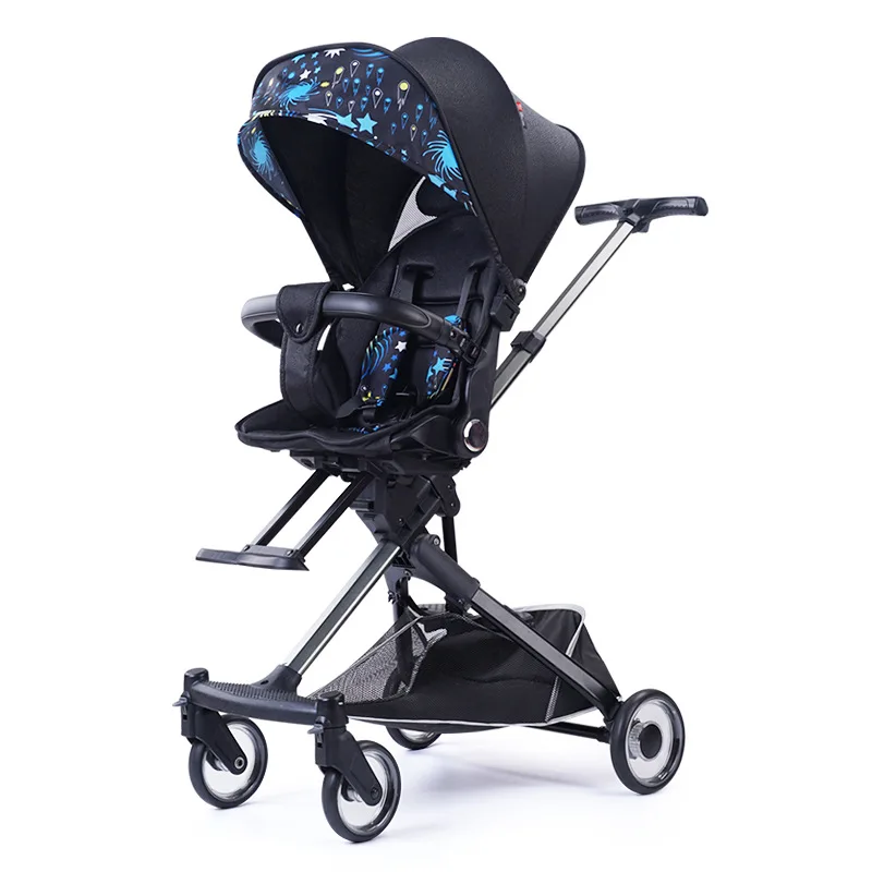 

Walking Baby Artifact Stroller Can Sit and Lie Children's Folding Two-way Aluminum Alloy High-view Shock-absorbing Trolley