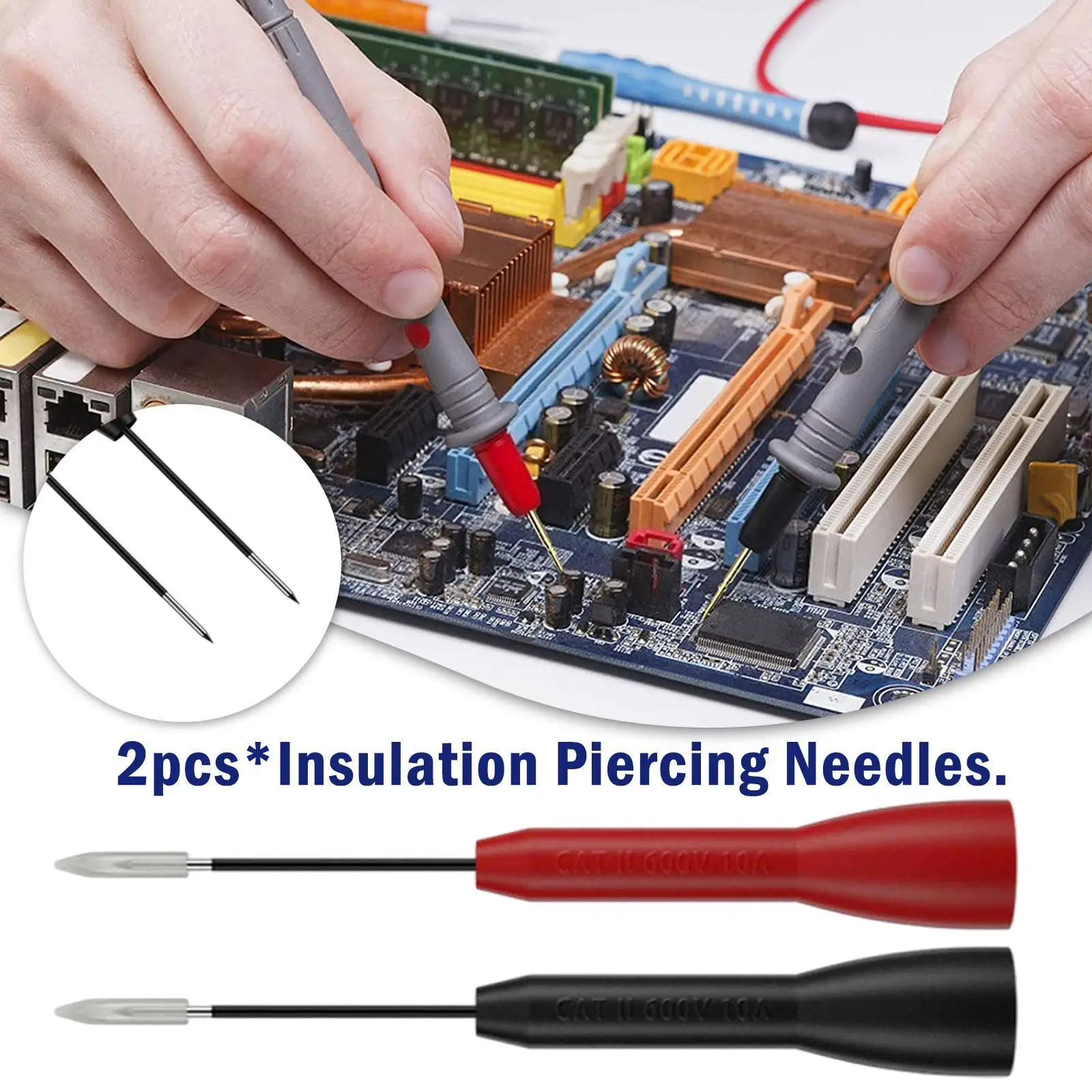 

Изоляционная игла для пирсинга, неразрушающий мультиметр, тестовый зонд 10 А 600 В для 2-миллиметрового тестового мультиметра, тестовые щупы