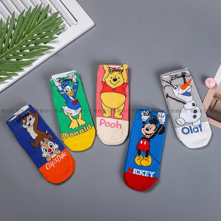 

2020 Disney Women's Socks Kawaii Mickey Mouse Socks Anime Donald Duck Cotton Girls Girls Boat Socks Breathable Short Socks