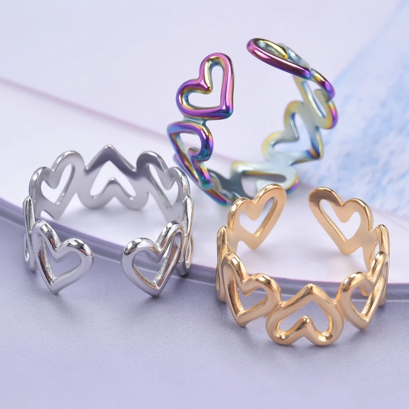 

Japan Korea Style Heart Rings For Women/Girl Accessories Fashion Love Stainless Steel Ring Bague Femme Acier Inoxydable Jewelry