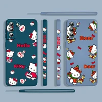 anime hellokitty girls cute for samsung galaxy s22 s21 s20 s10 note 20 10 ultra plus pro fe lite 5g liquid left rope phone case