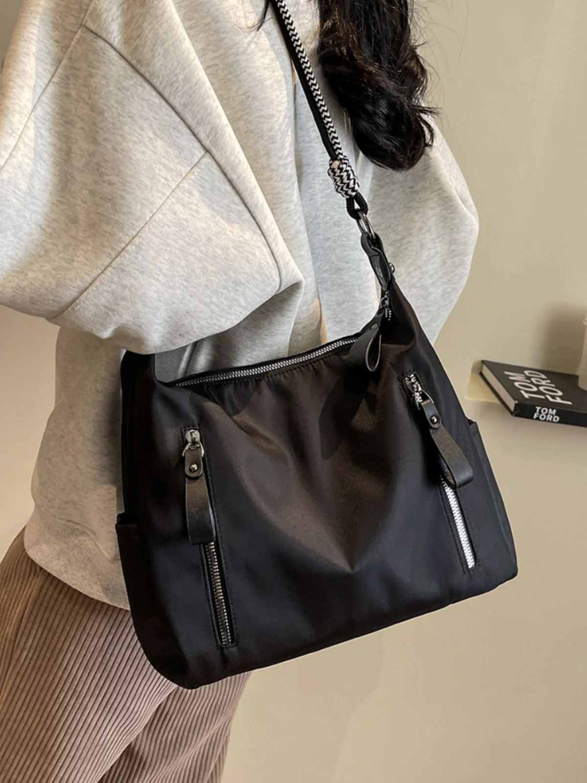 Lizzytsu черные сумки через плечо для женщин повседневные нейлоновые винтажная