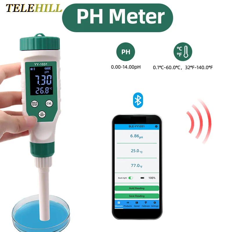 

Умный Цифровой измеритель кислотности теста с Bluetooth, тестер кислотности воды для аквариума, спа, бассейна, 0,00-14,00