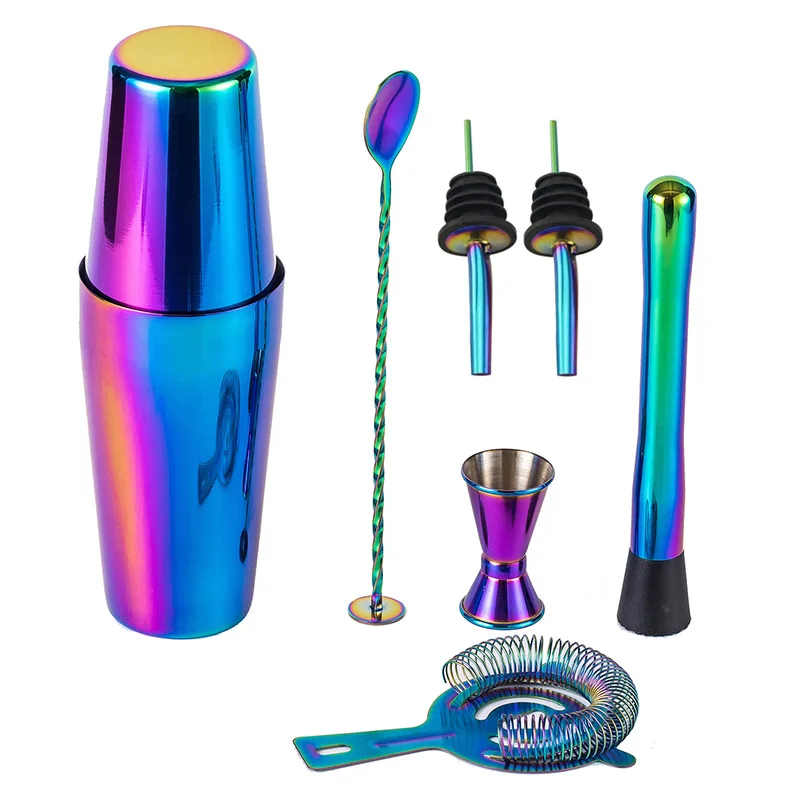 

Набор шейкеров для коктейлей из нержавеющей стали, радужный