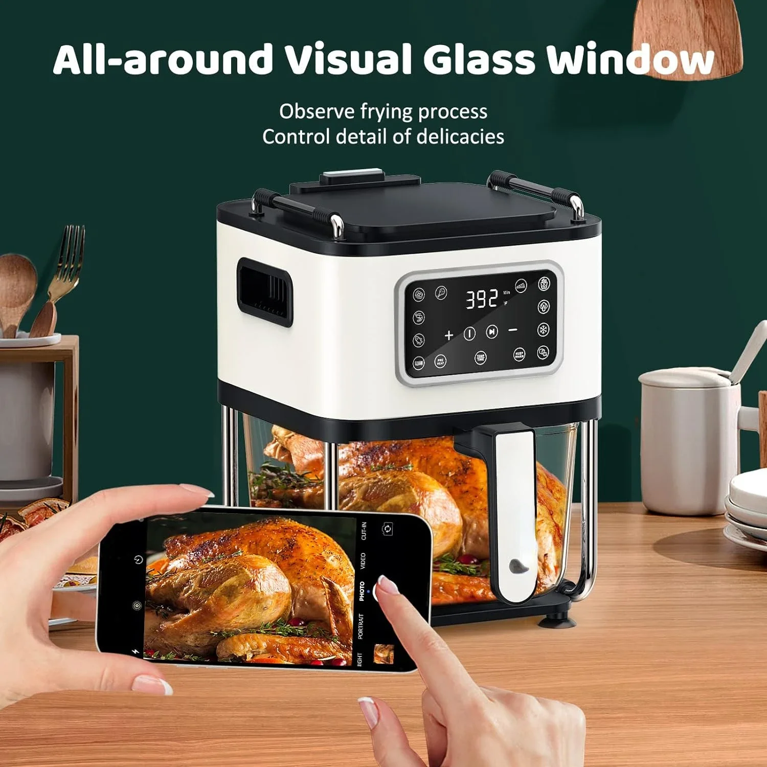 Комбинированная воздушная фритюрница и сковорода маленькая с одним сенсорным