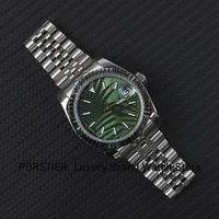 porstier men mechanical green watch top brand luxury automatic date watch stainless steel waterproof watch men relogio masculino