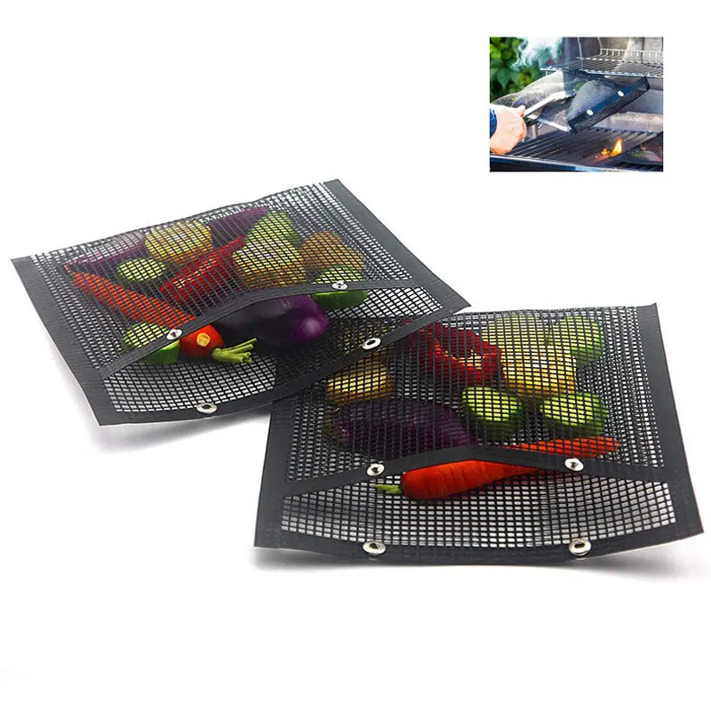 

BBQ Mesh Grill Bags Non-Stick Grilling Mat Reusable Portable Barbecue Rack Baking Pad Heat-Resistant Outdoor Camping Accessories