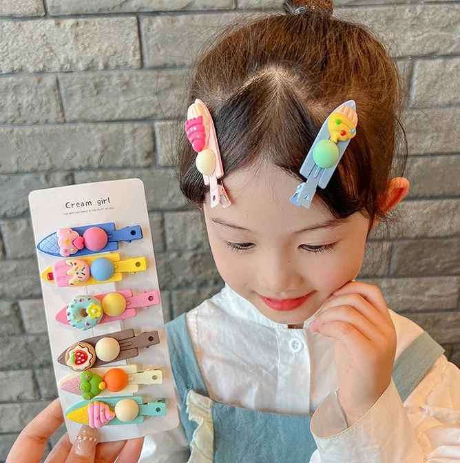 Korean Kawaii Sweet Cake Ice Cream Hair Pin Candy Color Cute Hair Clips for Children Headwear Girls Kids Hair Accessories