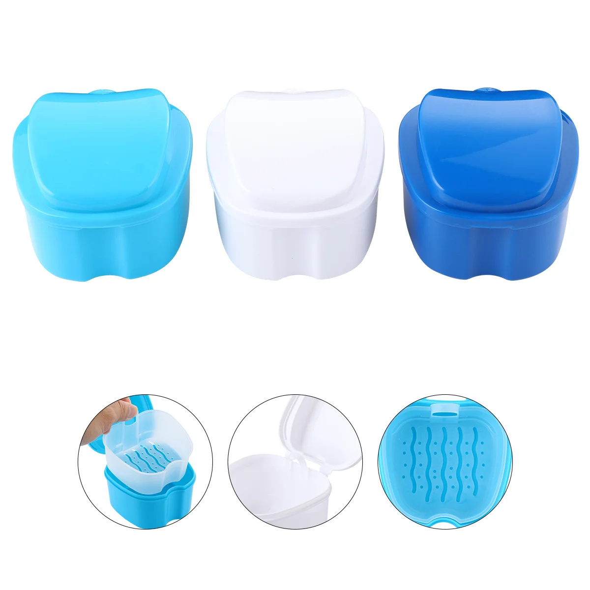 

3 Pcs Denture Box False Teeth Retainer Dental Container Storage Case Plastic Containers Hinge